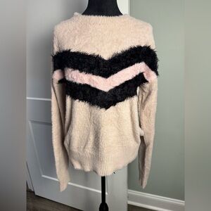 Hem and thread Cozy Pink and Black Chevron Sweater fuzzy soft